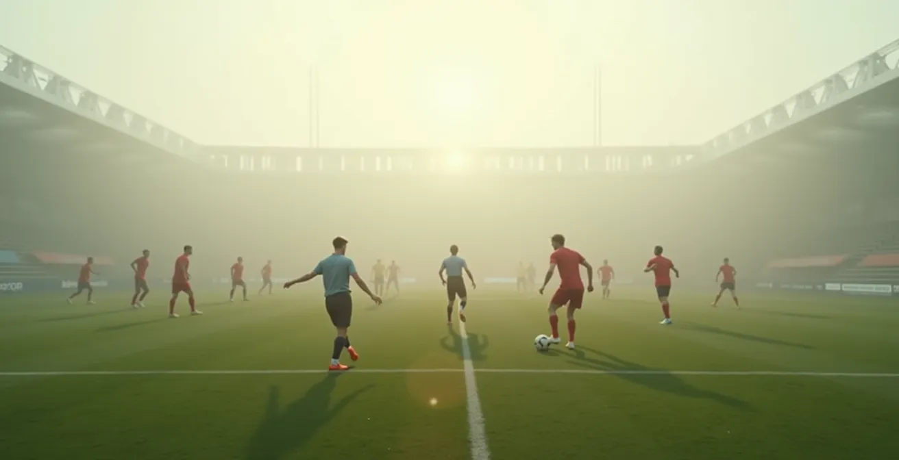Joueurs de soccer effectuant des exercices dynamiques sur un terrain extérieur